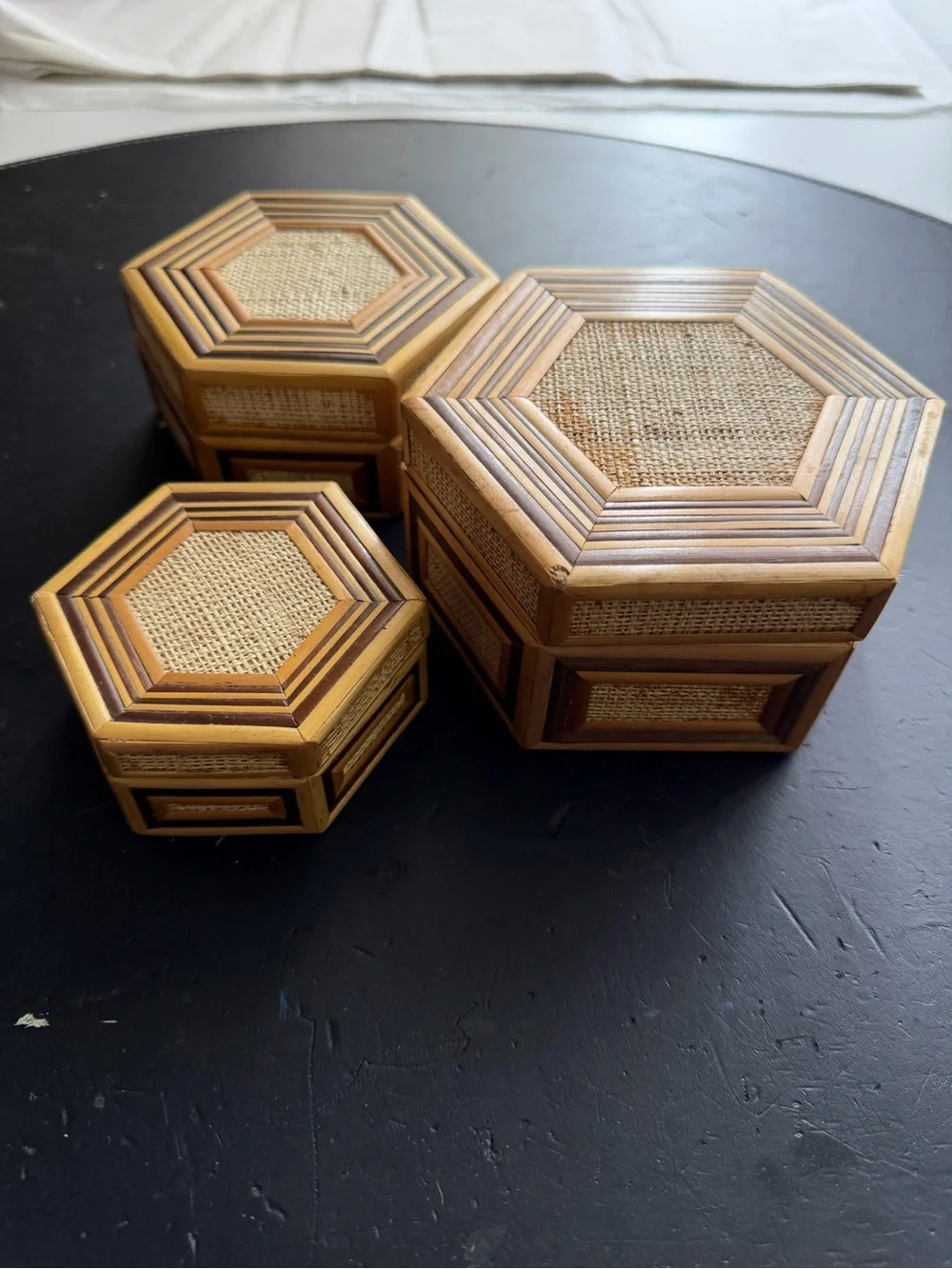Vintage Boho Stacking Trinket Boxes Set of 3